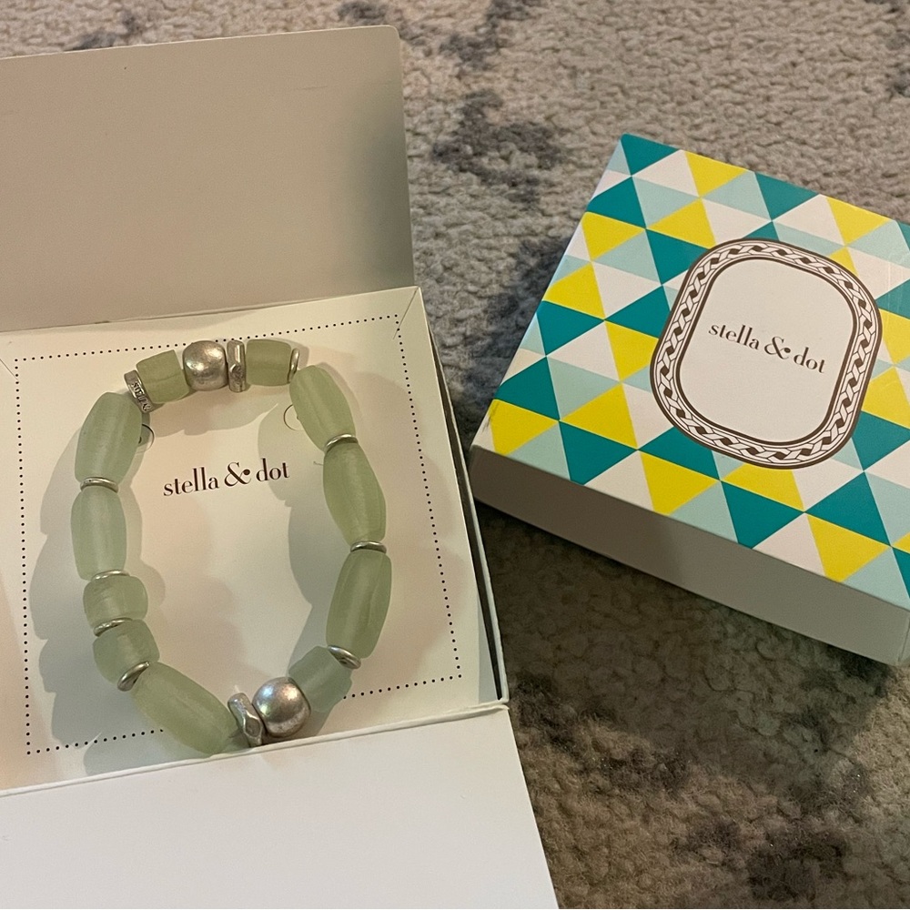 Brand new Stella & Dot green & silver bracelet. New in box.